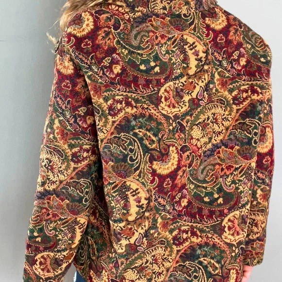 Vintage Paisley Jacquard Tapestry Jacket Coat with Pockets - Picture 4 of 8